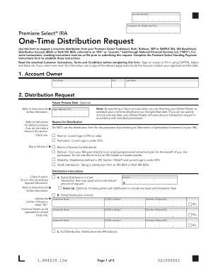 Premiere Select IRA One-Time Distribution Request
