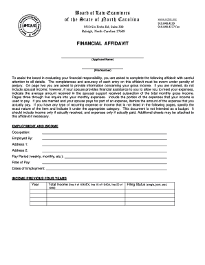 North Carolina Financial Affidavit