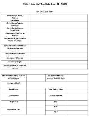International Shipping Form