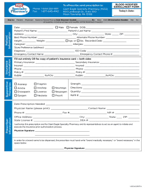 Blood Modifier Enrollment Form