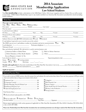 Ohio State Bar Association Associate Membership Application