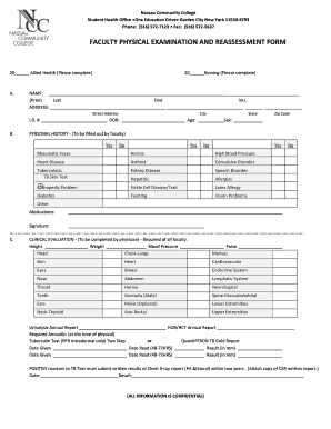Faculty Physical Examination and Reassessment Form