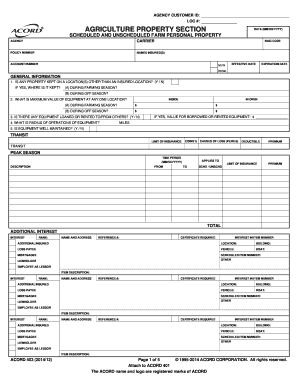 Farm Personal Property Insurance Form