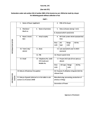 Form 27C Declaration for Goods Purchase Without Tax Collection
