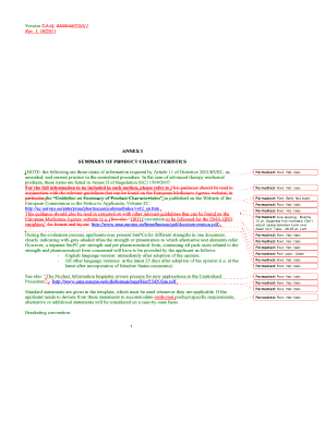 EU Summary of Product Characteristics Template