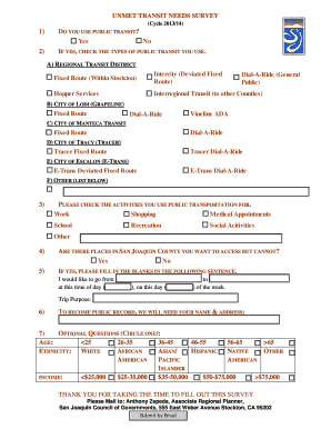 Unmet Transit Needs Survey
