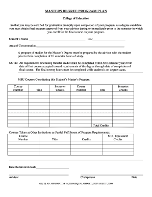 Master's Degree Program Plan