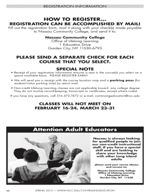 Nassau Community College Registration Form