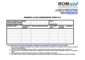 Medical reimbursement proforma - bomaid claim form