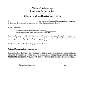 Check Draft Authorization Form