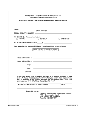 Request to Establish/Change Mailing Address