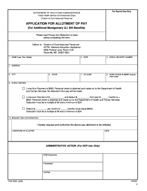 Application for Allotment of Pay for Montgomery G.I. Bill Benefits
