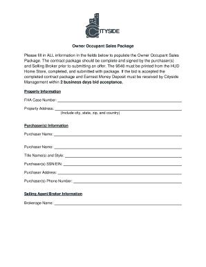 HUD Owner Occupant Sales Package