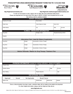 Prescription Drug Medication Request Form
