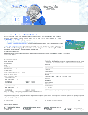 COPFCU Visa Balance Transfer Application