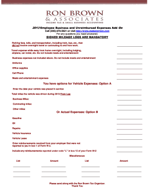 2013 Employee Business Expenses Form