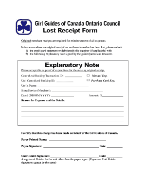 Girl Guides of Canada Expense Reimbursement Form