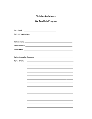 St. John Ambulance We Can Help Program Form