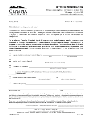 Lettre d’autorisation