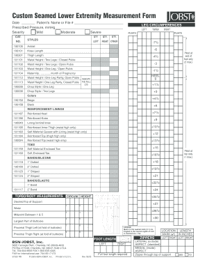 Lower Extremity Measurement Form