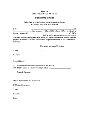 Nomination Form for Shareholders