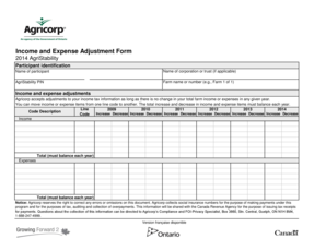 2014 AgriStability Income and Expense Adjustment Form