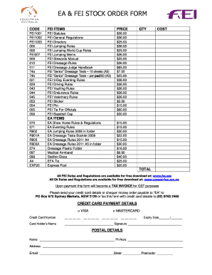 EA & FEI Stock Order Form