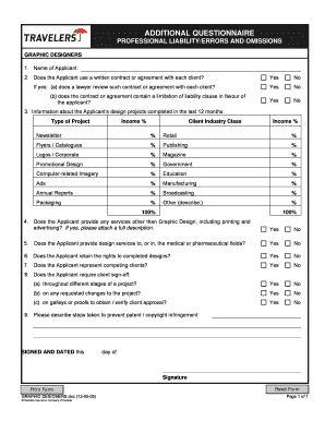 Professional Liability Application for Graphic Designers