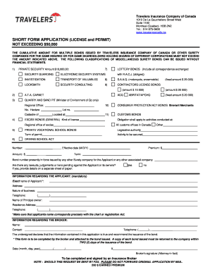 Demande de garantie de licence et de permis (formulaire abrégé)
