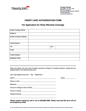 Credit Card Authorization Form