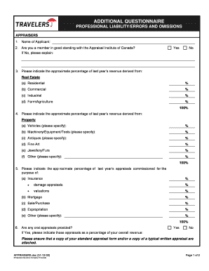 Professional Liability Appraiser Application