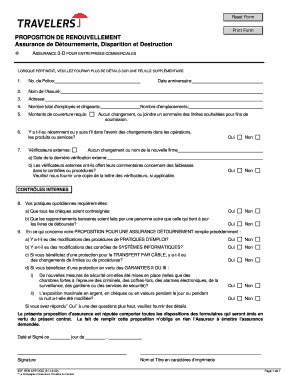 Proposition de Renouvellement Assurance de Détournements, Disparition et Destruction