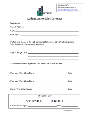 Addendum to Sales Contract