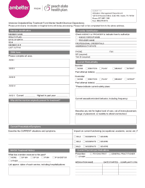 Intensive Outpatient Day Treatment Form