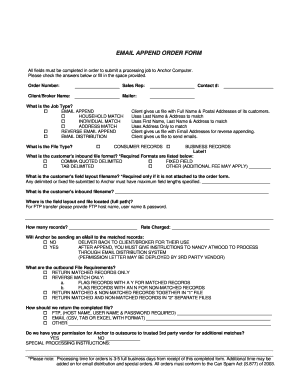 Email Append Order Form