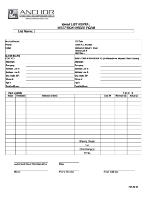 Email List Rental Insertion Order Form
