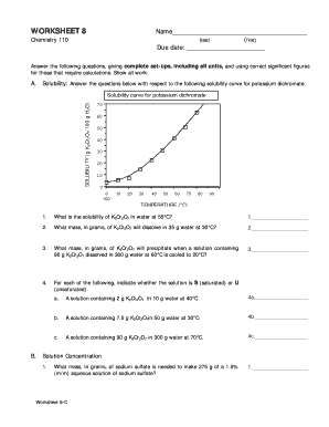 Chemistry 110 Worksheet 8