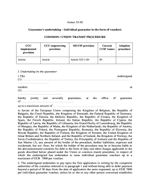 Guarantor's Undertaking for EU Common Transit Procedure