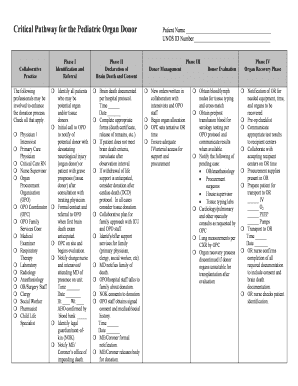 Pediatric Organ Donor Critical Pathway