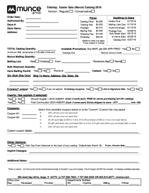 Easter Sale Catalog Order Form