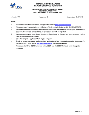 Application for Approval to Import Medicinal Products into Singapore for Personal Use