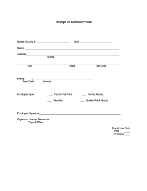 Change of Address/Phone Form