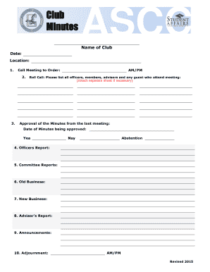 Club Meeting Minutes Form
