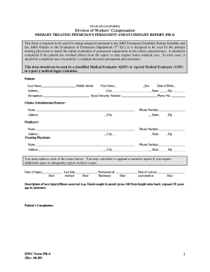 California Primary Treating Physician's Permanent and Stationary Report (PR-4)
