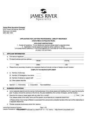 Lawyers Professional Liability Insurance Application