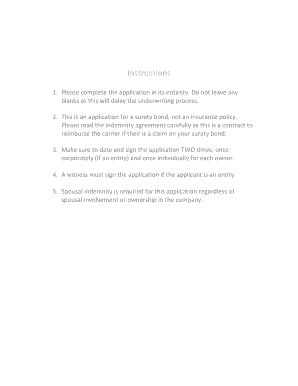 Surety Bond Application Form