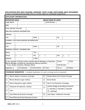 Marine Dealers Insurance Application
