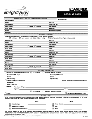 Credit Union Account Application Form