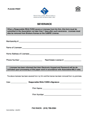 Severance Form for REALTOR® Licensee