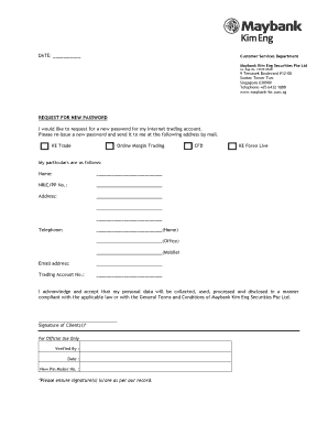 Request for New Password